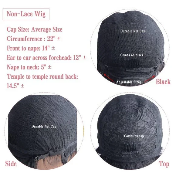 Short Curly Pixie Cut Wigs with Bangs Human Hair for Black Women Non Lace Full M